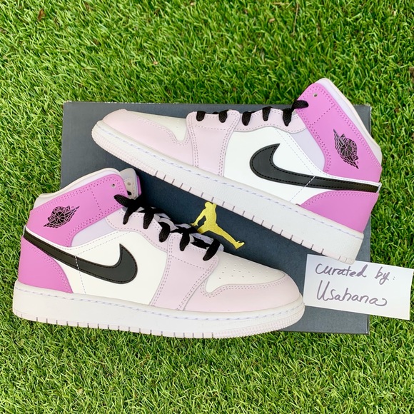 Nike Air Jordan 1 mid GS white pink shoes - Picture 2 of 4